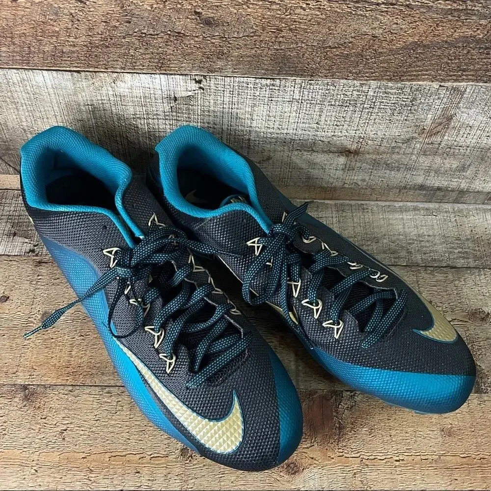 Nike Skin Alpha Pro Football Cleats Shoes Teal Blue Black Size 16 NEW
